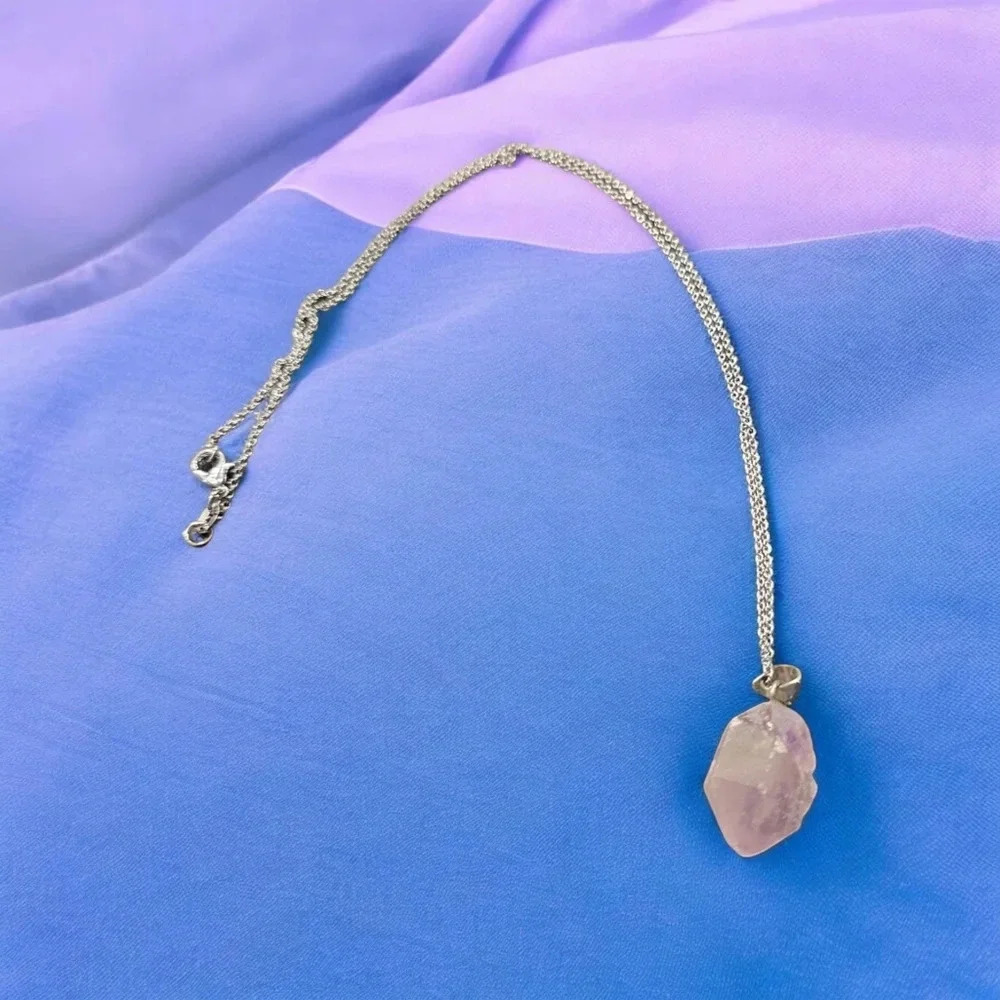 Light Purple Stone Pendant Silver Plated Necklace